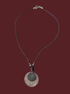 Silpada 925 Sterling Silver Textured Disks 1.25" Long Pendant 17.5" Cord